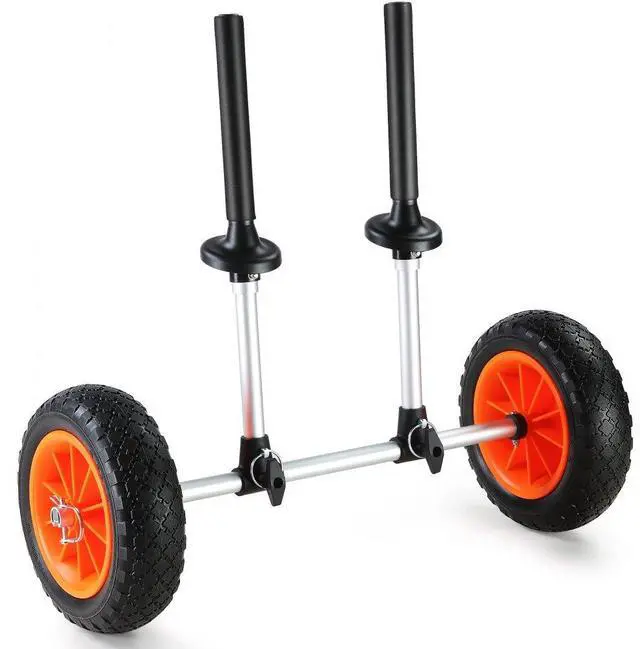 Alt view image 2 of 8 - VEVOR Heavy Duty Kayak Cart, 280lbs Load Capacity, Detachable Canoe Trolley Cart with 10'' Solid Tires, Adjustable Width & Top Foam Protection, for Kayaks with Drain Holes of 2.54mm and Above