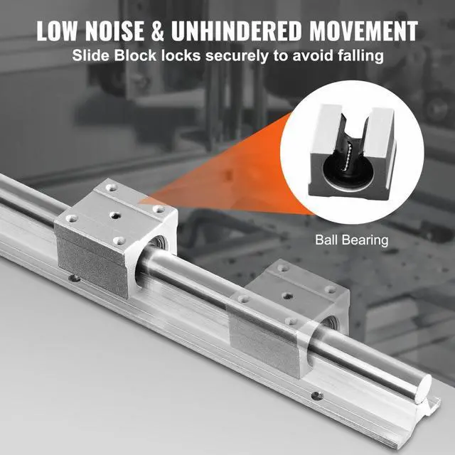Alt view image 4 of 7 - VEVOR Linear Guide Rail Set, SBR16 1500mm, 2 PCS 59 in/1500 mm SBR16 Guide Rails and 4 PCS SBR16UU Slide Blocks, Linear Rails and Bearings Kit for Automated Machines DIY Project CNC Router Machines