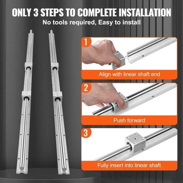 Alt view image 6 of 7 - VEVOR Linear Guide Rail Set, SBR16 1500mm, 2 PCS 59 in/1500 mm SBR16 Guide Rails and 4 PCS SBR16UU Slide Blocks, Linear Rails and Bearings Kit for Automated Machines DIY Project CNC Router Machines