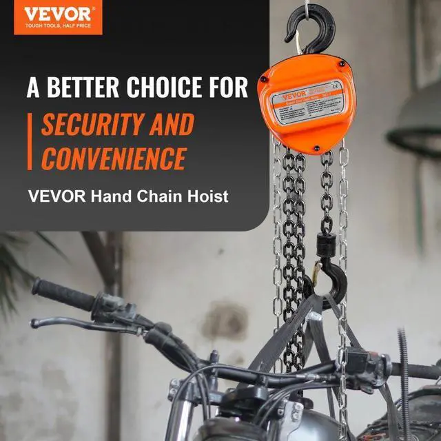 Alt view image 3 of 8 - VEVOR Manual Chain Hoist, 1 Ton 2200 lbs Capacity 20 FT Come Along, G80 Galvanized Carbon Steel with Double-Pawl Brake, Auto Chain Leading & 360 Rotation Hook, for Garage Factory Dock