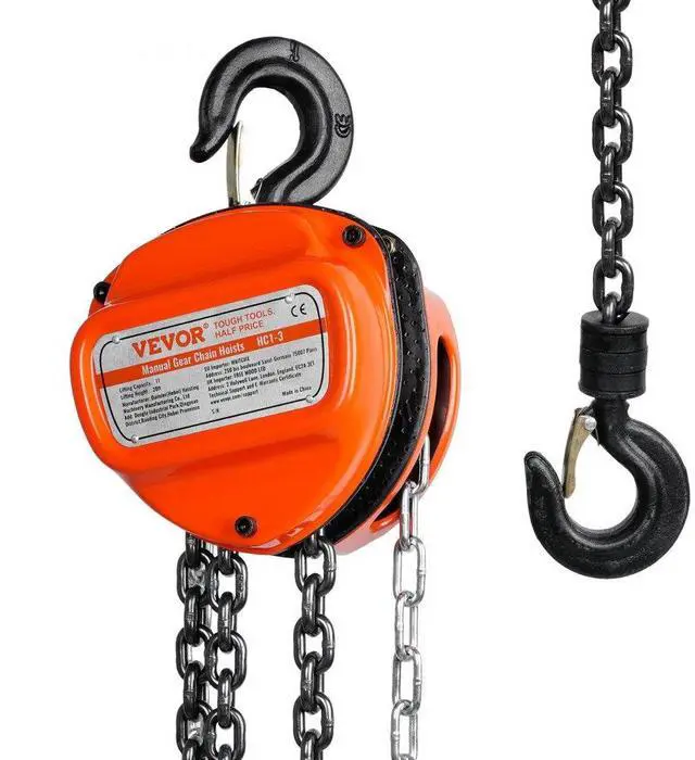 Alt view image 2 of 8 - VEVOR Manual Chain Hoist, 1 Ton 2200 lbs Capacity 20 FT Come Along, G80 Galvanized Carbon Steel with Double-Pawl Brake, Auto Chain Leading & 360 Rotation Hook, for Garage Factory Dock