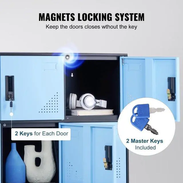 Alt view image 4 of 14 - VEVOR Metal Locker for Employees, 9 Doors Storage Cabinet with Card Slot, Employee Lockers with Keys, 66lbs Loading Capacity office Storage Lockers for Home, School, Office, Gym, Black