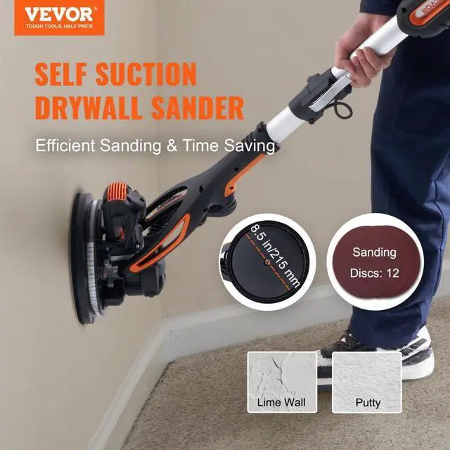 Alt view image 3 of 15 - VEVOR Drywall Sander 900W Brush Motor 800-1800RPM Variable Speed & Self-Suction