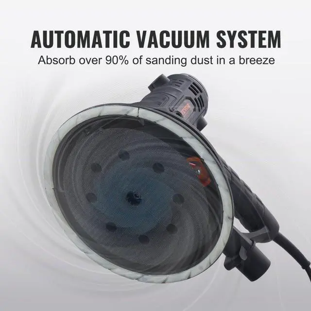 Alt view image 5 of 15 - VEVOR Drywall Sander 800W Brush Motor 1200-2300RPM Variable Speed & Auto Vacuum