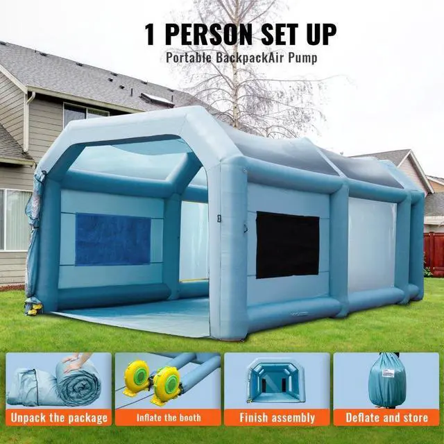 Alt view image 6 of 8 - VEVOR Inflatable Paint Booth, 20x10x8ft Inflatable Spray Booth, High Powerful 480W+750W Blowers Spray Booth Tent, Car Paint Tent Air Filter System for Car Parking Tent Workstation Motorcycle Garage