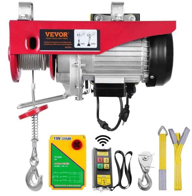 Alt view image 2 of 8 - VEVOR Electric Hoist, 2200 lbs Lifting Capacity, 1600W 110V Electric Steel Wire Winch with Wireless Remote Control, 40ft Single Cable Lifting Height & Pure Copper Motor, for Garage Warehouse Factory