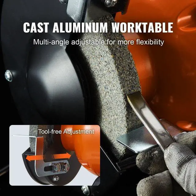 Alt view image 6 of 8 - VEVOR Bench Grinder, 6 inch Single Speed Bench Grinder with 2.1A Brushless Motor 3550 RPM, Table Grinder with 36/80-Grit Aluminum Oxide Grinding Wheels, Adjustable Eye Shield for Grinding, Sharpening