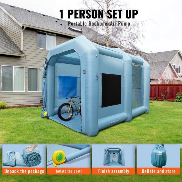 Alt view image 6 of 8 - VEVOR Inflatable Paint Booth, 13x10x9ft Inflatable Spray Booth, High Powerful 900W Blowers Spray Booth Tent, Car Paint Tent Air Filter System for Car Parking Tent Workstation Motorcycle Garage