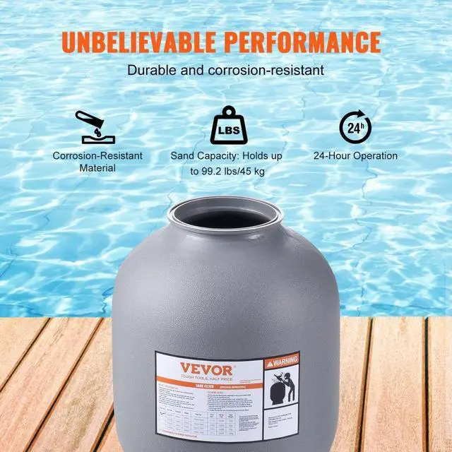 Alt view image 4 of 15 - VEVOR Sand Filter, 19-inch, Up to 45 GPM Flow Rate, Above Inground Swimming Pool Sand Filter System with 7-Way Multi-Port Valve, Filter, Backwash, Rinse, Recirculate, Waste, Winter, Closed Functions