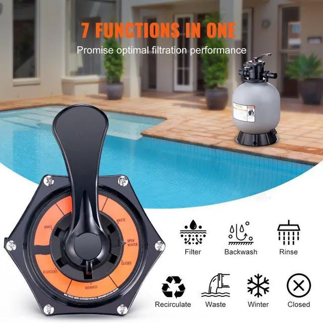 Alt view image 5 of 15 - VEVOR Sand Filter, 19-inch, Up to 45 GPM Flow Rate, Above Inground Swimming Pool Sand Filter System with 7-Way Multi-Port Valve, Filter, Backwash, Rinse, Recirculate, Waste, Winter, Closed Functions