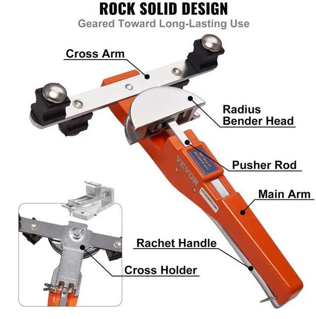 Alt view image 6 of 7 - VEVOR Pipe Tube Bender, 1/4"-7/8" O.D. Ratcheting Tubing Bender, 90° Forward/Reverse Pipes Bending Tools with 7 Dies and Pipe Cutter for HVAC Air Conditioning Refrigerator Repair