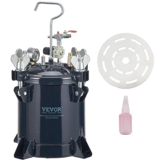 Main image of VEVOR 10L/2.5gal Spray Paint Pressure Pot Tank,  70PSI Max Air Paint Pressure Pot, Metal Rack and Leak Repair Sealant for Industry Home Decor Architecture Construction Automotive Painting