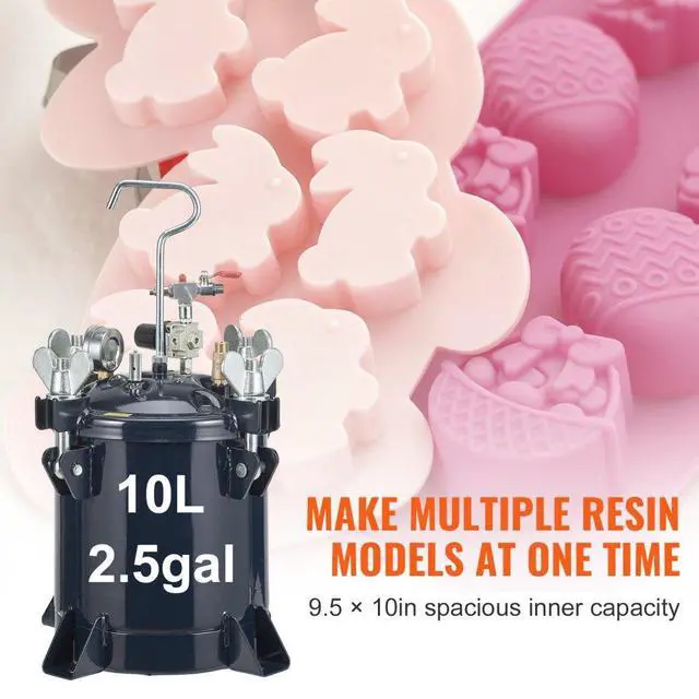 Alt view image 3 of 7 - VEVOR 10L/2.5gal Spray Paint Pressure Pot Tank,  70PSI Max Air Paint Pressure Pot, Metal Rack and Leak Repair Sealant for Industry Home Decor Architecture Construction Automotive Painting