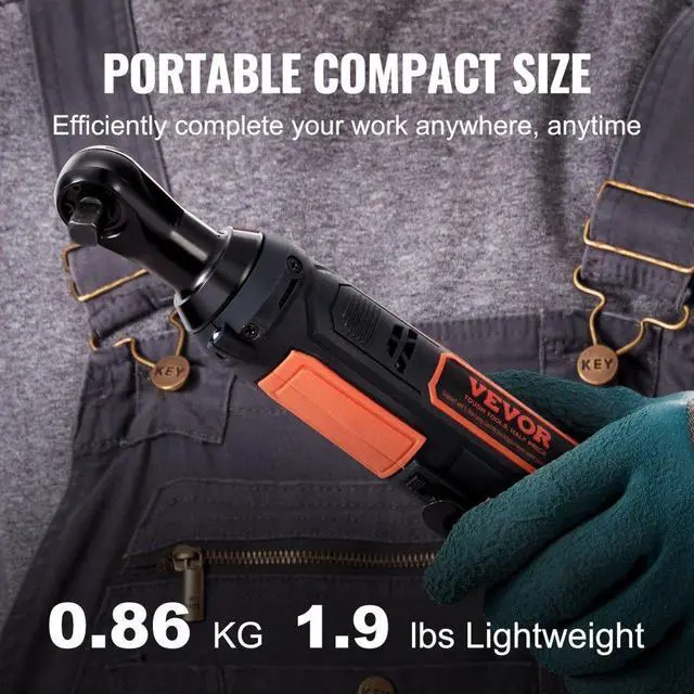 Alt view image 6 of 7 - VEVOR 3/8" Cordless Electric Ratchet Wrench Set, 12V 33 Ft-lbs Power Ratchet Tool Kit, 45-Min Fast Charge, 2-Pack 2.0Ah Battery, Built-in LED Light, Variable Speed Trigger, 10 Sockets
