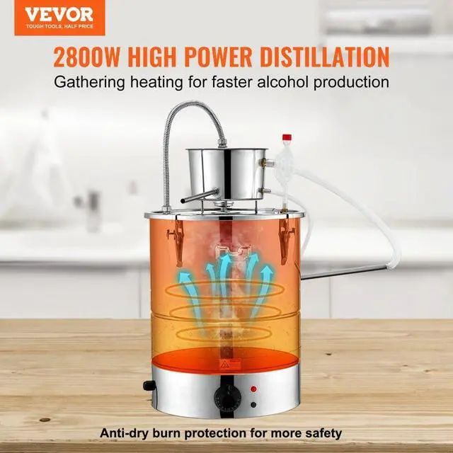 Alt view image 2 of 14 - VEVOR Alcohol Still, 15 Gal 50L Water Alcohol Distiller, Home Distillery Kit include Stainless Steel Tube & Pump & One-way Exhaust Valve & Thermometer (30-120 ) for DIY Whisky Wine Brandy, Silver