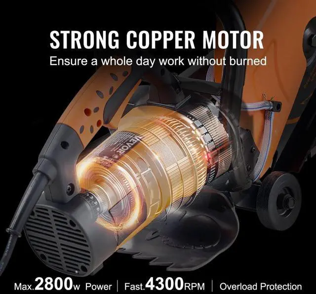 Alt view image 4 of 7 - VEVOR Electric Concrete Saw, 14 in Circular Saw Cutter with 5 in Cutting Depth, Wet/Dry Disk Saw Cutter Includes Water Line, Pump and Blade, for Stone, Brick, Porcelain, Concrete, 3200W/15A Motor