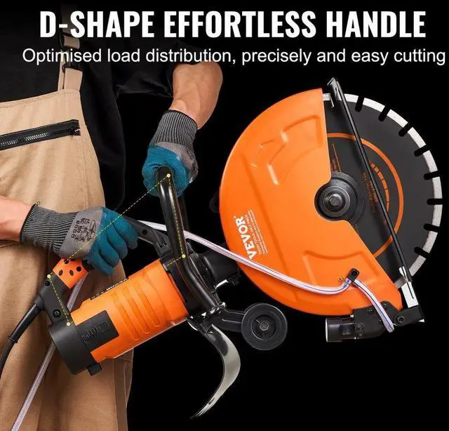 Alt view image 6 of 7 - VEVOR Electric Concrete Saw, 14 in Circular Saw Cutter with 5 in Cutting Depth, Wet/Dry Disk Saw Cutter Includes Water Line, Pump and Blade, for Stone, Brick, Porcelain, Concrete, 3200W/15A Motor