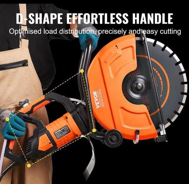 Alt view image 6 of 7 - VEVOR Electric Concrete Saw, 16 in, 3200 W 15 A Motor Circular Saw Cutter with Max. 6 in Adjustable Cutting Depth, Wet Disk Saw Cutter Includes Water Line, Pump and Blade, for Stone, Brick