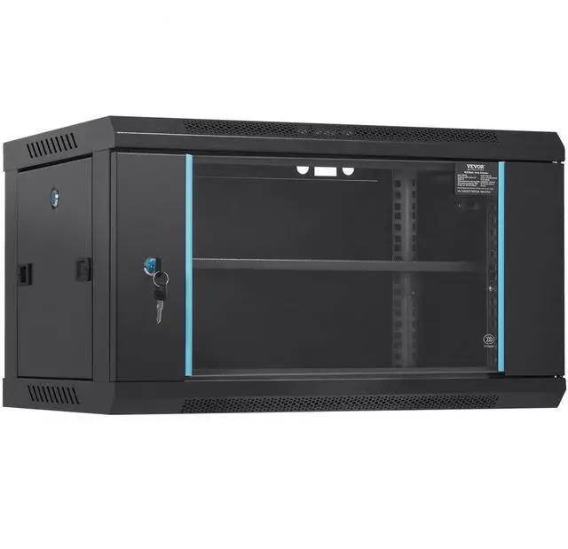 Main image of VEVOR 6U Wall Mount Network Server Cabinet, 15.5'' Deep, Server Rack Cabinet Enclosure, 200 lbs Max. Ground-mounted Load Capacity, with Locking Glass Door Side Panels, for IT Equipment, A/V Devices