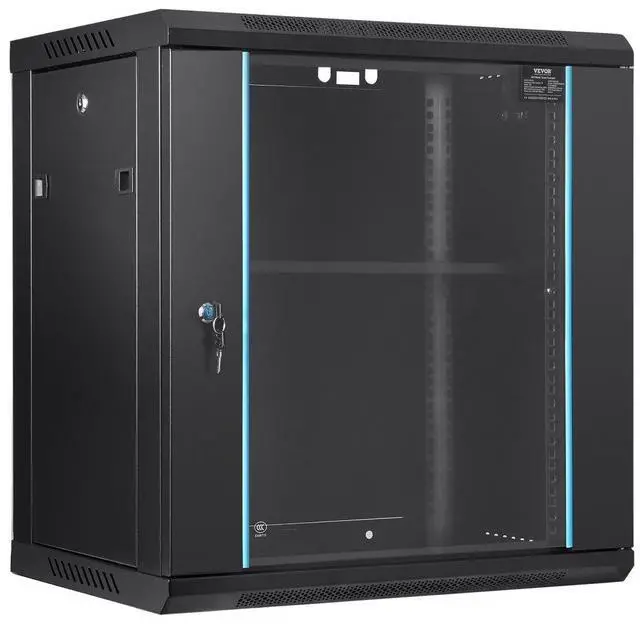 Main image of VEVOR 12U Wall Mount Network Server Cabinet, 15.5'' Deep, Server Rack Cabinet Enclosure, 200 lbs Max. Ground-mounted Load Capacity, with Locking Glass Door Side Panels, for IT Equipment, A/V Devices