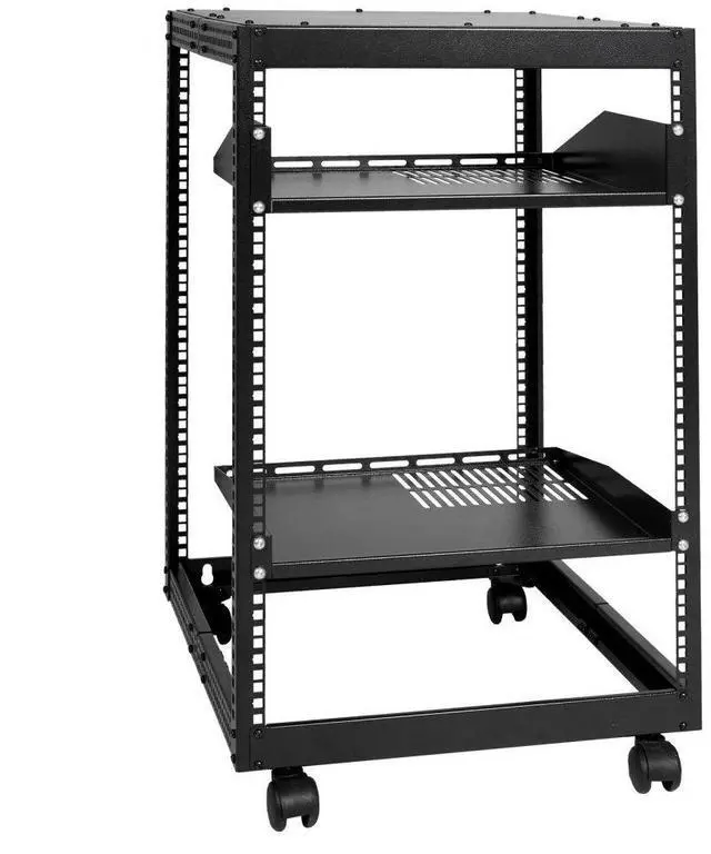 Alt view image 2 of 9 - Vevor 15U Open Frame Server Rack  23''-40'' Adjustable Depth  Free Standing Or Wall Mount Network Server Rack  4 Post Av Rack With Casters  Holds All Your Networking It Equipment Av Gear Router Modem