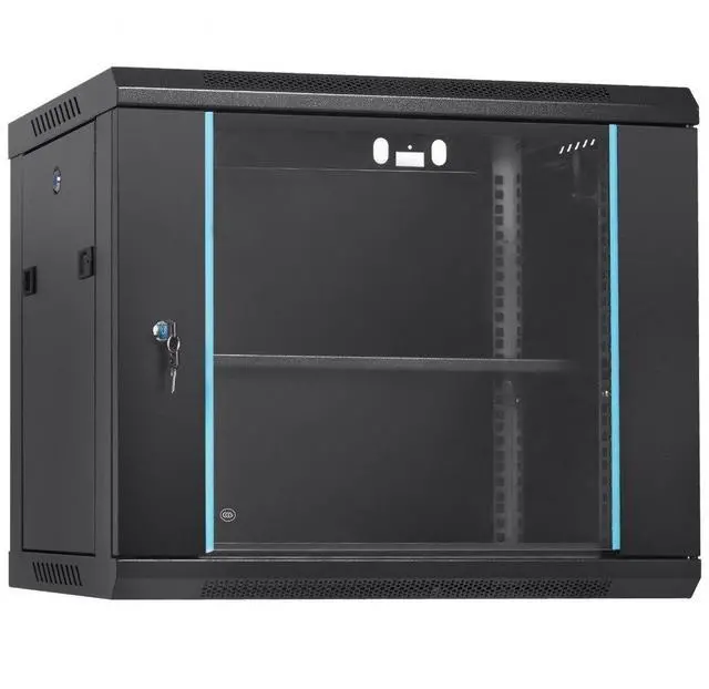 Main image of VEVOR 9U Wall Mount Network Server Cabinet, 15.5'' Deep, Server Rack Cabinet Enclosure, 200 lbs Max. Ground-mounted Load Capacity, with Locking Glass Door Side Panels, for IT Equipment, A/V Devices