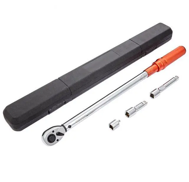 Main image of VEVOR Torque Wrench, 1/2-inch Drive Click Torque Wrench 20-250ft.lb/34-340n.m, Dual-Direction Adjustable Torque Wrench Set, Mechanical Dual Range Scales Torque Wrench Kit with Adapters Extension Rod