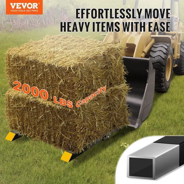 Alt view image 2 of 14 - VEVOR Pallet Forks, 2000 lbs Capacity Clamp on Pallet Forks, 43" Tractor Bucket Forks, Heavy Duty Front Loader Attachment for Tractor, Skid Steer, Loader Bucket, Tractor Forks for Agriculture and Farm