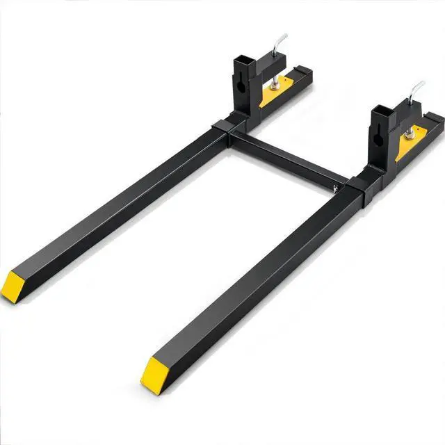 Main image of VEVOR Pallet Forks, 2000 lbs Tractor Bucket Forks, 60" Total Length Clamp on Pallet Forks with Adjustable Stabilizer bar, Heavy Duty Pallet Forks for Tractor Attachments, Skid Steer, Loader Bucket