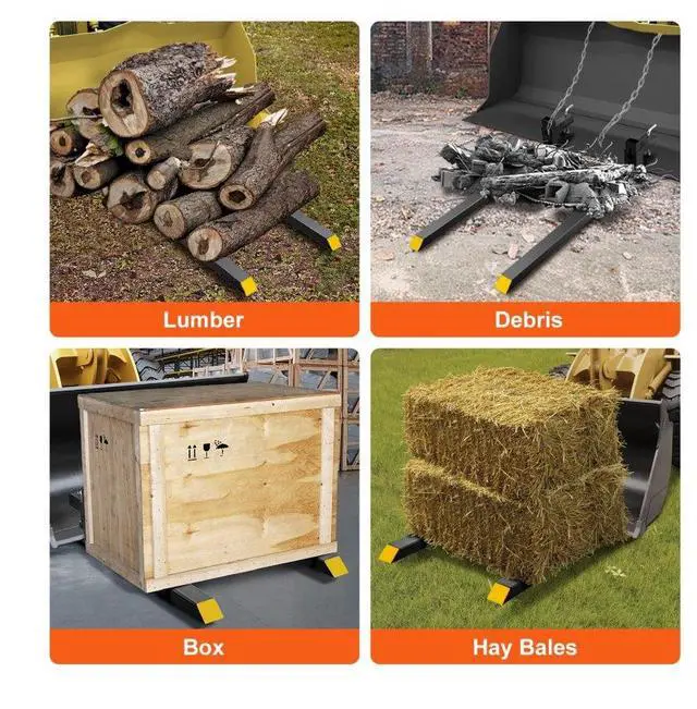 Alt view image 4 of 7 - VEVOR Pallet Forks, 4000 lbs Capacity clamp on Pallet Forks, 60" Tractor Bucket Forks, Heavy Duty Front Loader Attachment for Tractor, Loader Bucket, Skid Steer, Tractor Forks for Agriculture and Farm