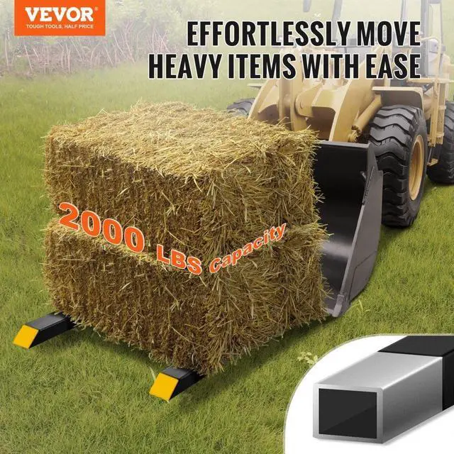 Alt view image 2 of 7 - VEVOR Clamp on Pallet Forks, 2000 lbs Capacity Pallet Forks, 60" Tractor Bucket Forks, Heavy Duty Front Loader Attachment for Loader Bucket, Tractor, Skid Steer, Tractor Forks for Agriculture and Farm