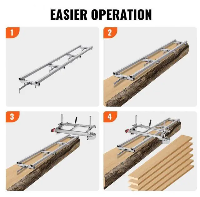 Alt view image 5 of 7 - VEVOR Rail Mill Guide System, 9 ft Milling Guide, 4 Crossbar Kits Chainsaw Mill Rail Guide, Aluminum Adjustable Saw Mill Rail System Work with Chainsaw Mills for Builders and Woodworkers