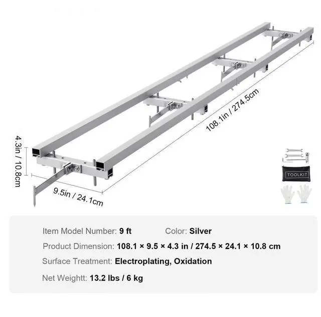 Alt view image 7 of 7 - VEVOR Rail Mill Guide System, 9 ft Milling Guide, 4 Crossbar Kits Chainsaw Mill Rail Guide, Aluminum Adjustable Saw Mill Rail System Work with Chainsaw Mills for Builders and Woodworkers