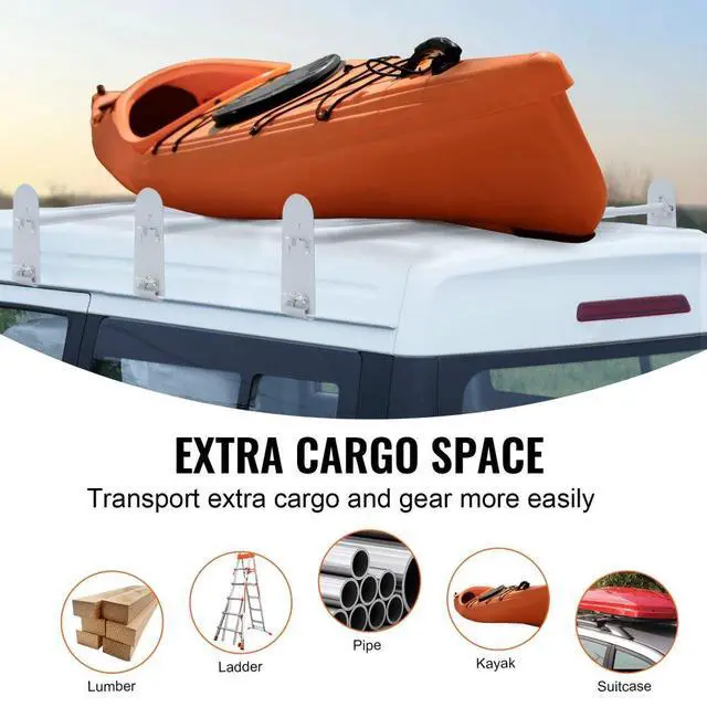 Alt view image 6 of 7 - VEVOR Van Roof Ladder Rack, 3 Bars Alloy Steel Roof Racks, 750 LBS Capacity Rain-Gutter Roof Rack, Adjustable Length 40.2" to 74.8", Van Ladder Rack Compatible with Chevrolet Express, GMC Savana, etc