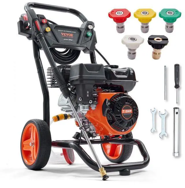 Main image of VEVOR Gas Pressure Washer, 3400 PSI 2.6 GPM, Gas Powered Pressure Washer with Aluminum Pump, Spray Gun and Extension Wand, 5 Quick Connect Nozzles, for Cleaning Cars, Homes, Driveways, Patios