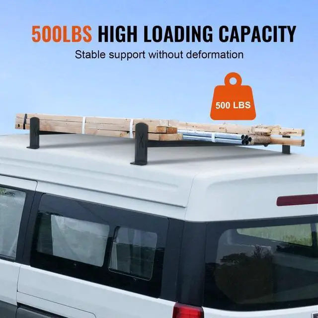 Alt view image 4 of 7 - VEVOR Van Roof Ladder Rack, 2 Bars Alloy Steel Roof Racks, 500 LBS Capacity Rain-Gutter Roof Rack, Adjustable Length 35.8"-57.5", Van Ladder Rack Compatible with Chevrolet Express, GMC Savana, etc