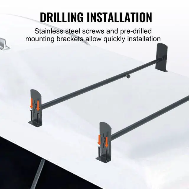 Alt view image 5 of 7 - VEVOR Van Roof Ladder Rack, 2 Bars Alloy Steel Roof Racks, 500 LBS Capacity Rain-Gutter Roof Rack, Adjustable Length 35.8"-57.5", Van Ladder Rack Compatible with Chevrolet Express, GMC Savana, etc