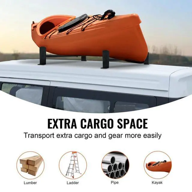 Alt view image 6 of 7 - VEVOR Van Roof Ladder Rack, 2 Bars Alloy Steel Roof Racks, 500 LBS Capacity Rain-Gutter Roof Rack, Adjustable Length 35.8"-57.5", Van Ladder Rack Compatible with Chevrolet Express, GMC Savana, etc