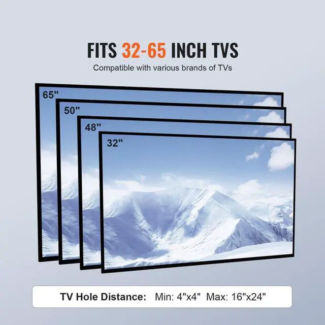 Alt view image 7 of 8 - VEVOR TV Stand Mount, Swivel Tall TV Stand for 32 to 65 inch TVs, Height Adjustable Portable Floor TV Stand with Tempered Glass Base for Bedroom, Living Room