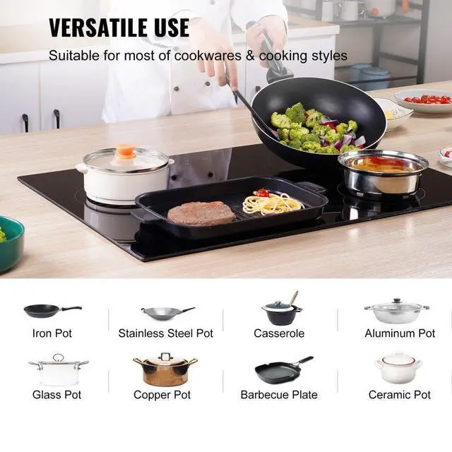 Alt view image 5 of 8 - vevor lt4-77 built in electric stove top glass radiant cooktop with touch control