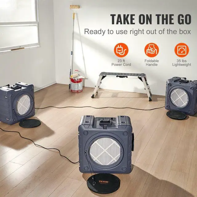 Alt view image 5 of 15 - VEVOR Air Scrubber with 3-Stage Filtration, Stackable Negative Air Machine 550 CFM, Air Cleaner with MERV10, Carbon, H13 HEPA, for Home, Industrial and Commercial Use