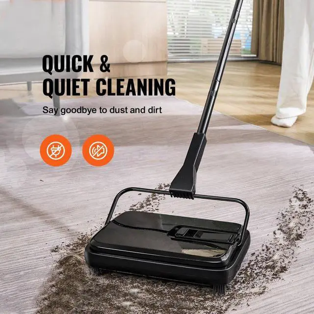 Alt view image 2 of 7 - VEVOR Carpet Sweeper, 7.87 in Sweeping Paths, Floor Sweeper Manual Non Electric, 300 ml Dustbin Capacity with Comb for Home Office Rugs Hardwood Surfaces Wood Floors Laminate, Cleans Dust Pet Hair
