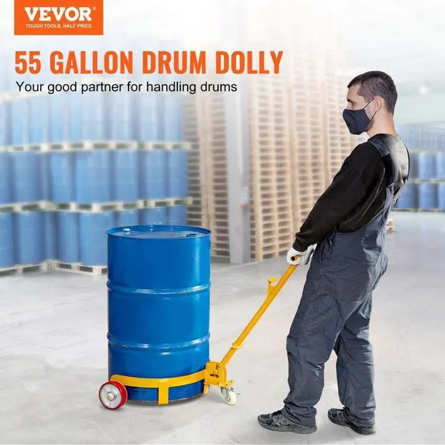 Alt view image 2 of 14 - VEVOR 55 Gallon Drum Dolly, 1200 lbs Load Capacity, Barrel Dolly Cart Drum Caddy Round Dolly Steel Low Profile, Heavy Duty Steel Frame with Adjustable Handle 3 Wheels, for Workshop Factory Warehouse