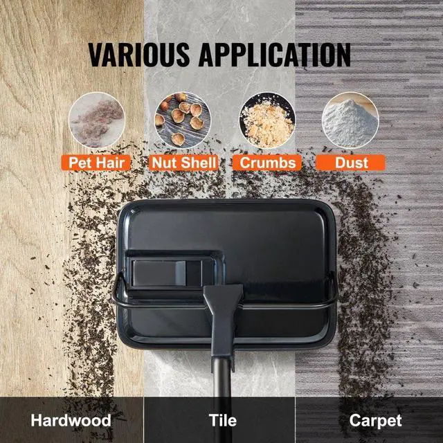 Alt view image 6 of 7 - VEVOR Carpet Sweeper, 7.87 in Sweeping Paths, Floor Sweeper Manual Non Electric, 300 ml Dustbin Capacity with Comb for Home Office Rugs Hardwood Surfaces Wood Floors Laminate, Cleans Dust Pet Hair
