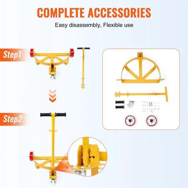 Alt view image 6 of 14 - VEVOR 55 Gallon Drum Dolly, 1200 lbs Load Capacity, Barrel Dolly Cart Drum Caddy Round Dolly Steel Low Profile, Heavy Duty Steel Frame with Adjustable Handle 3 Wheels, for Workshop Factory Warehouse