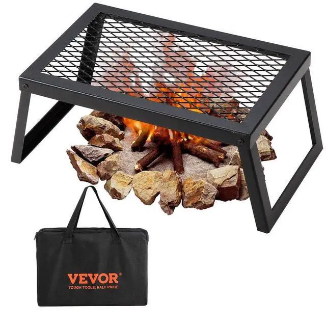 Main image of VEVOR Folding Campfire Grill, Heavy Duty Steel Mesh Grate, 18" Portable Camping Grates Over Fire Pit, Camp Fire Cooking Equipment with Legs Carrying Bag, Grilling Rack for Outdoor Open Flame Cooking