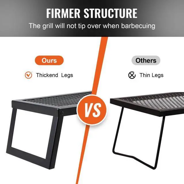 Alt view image 4 of 7 - VEVOR Folding Campfire Grill, Heavy Duty Steel Mesh Grate, 18" Portable Camping Grates Over Fire Pit, Camp Fire Cooking Equipment with Legs Carrying Bag, Grilling Rack for Outdoor Open Flame Cooking