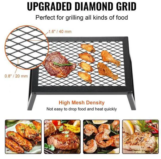 Alt view image 5 of 7 - VEVOR Folding Campfire Grill, Heavy Duty Steel Mesh Grate, 18" Portable Camping Grates Over Fire Pit, Camp Fire Cooking Equipment with Legs Carrying Bag, Grilling Rack for Outdoor Open Flame Cooking