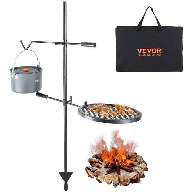 Main image of VEVOR Swivel Campfire Grill, Fire Pit Grill Grate over Fire Pits, Heavy Duty Steel Grill Grates, 360° Adjustable Open Fire Outdoor Cooking Equipment, Portable Camp Fire Racks for Camping Outdoor BBQ