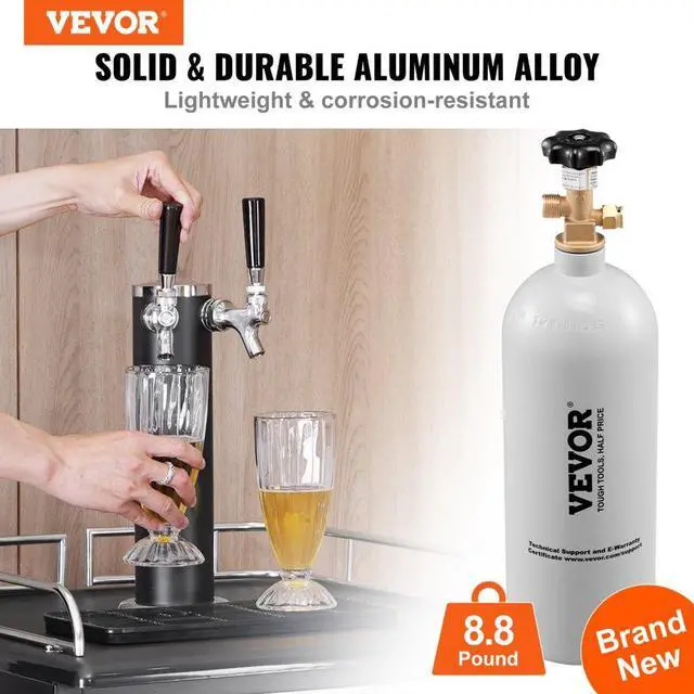 Alt view image 2 of 14 - VEVOR 5 Lbs CO2 Tank Aluminum Gas Cylinder, Brand New CO2 Cylinder with Gray Spray Coating, CO2 Tank with CGA320 Valve, For Draft Soda Beer